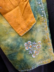 Vibrant Tie-Dye Saree with Embellished Blouse