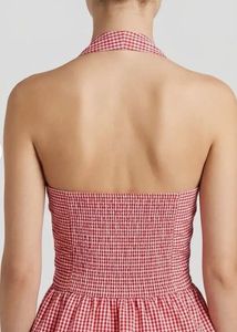 Chic Red Gingham Halter Top