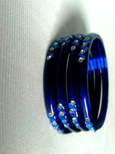 Blue & Silver Crystal Bangles Set
