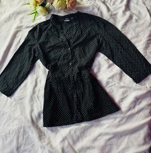 Chic Black Polka Dot Blouse