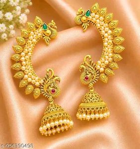 Exquisite Gold Peacock Jhumka Earrings