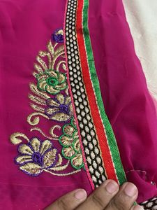 Vibrant Pink Embroidered Saree