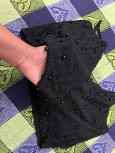 Black Beaded Crop Top