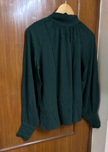Elegant Dark Green Mock Neck Top