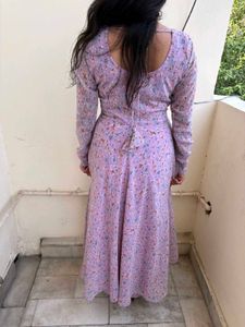 Lavender Floral Anarkali suit