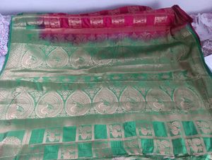 Brand New Traditional Red &amp; Green Silk Saree