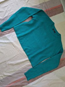 Teal Ribbed Knit Sweater