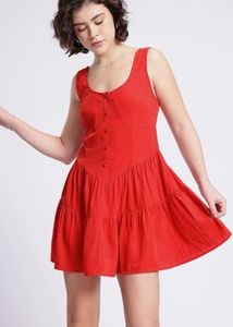 Chic Red Tiered Mini Dress