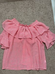 Red Gingham Tie-Front Top