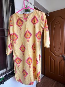 Yellow Printed Kurta