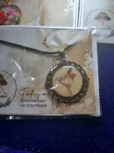 Combo -2, Dried Flower Resin Pendant Necklace