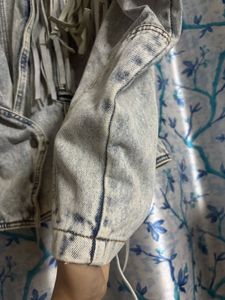 Fringed Denim Cowbody Acid washed Jean Jacket