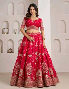 Stunning Red Embroidered Lehenga Choli