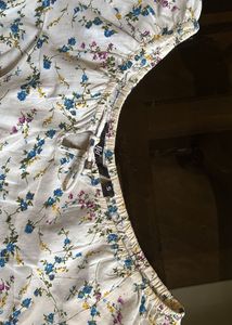 FIG Floral White Tie-Up Top(without pants)| Size S