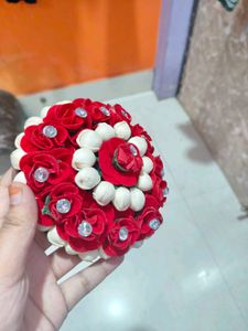 Red Floral Hair Bun Accessory