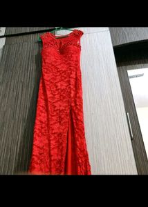 Red Valentine Lace Dress with Beaded Detail