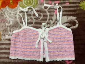 handmade Striped Knit Crop Top