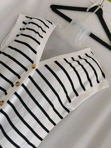 Shein Striped Button-Up Knit Dress