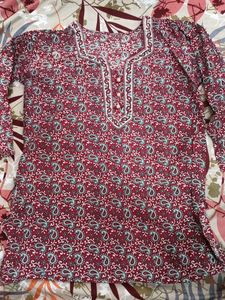 Red Paisley Print Kurta