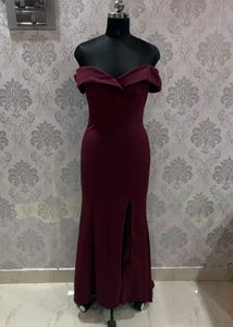 Burgundy Off-Shoulder Gown