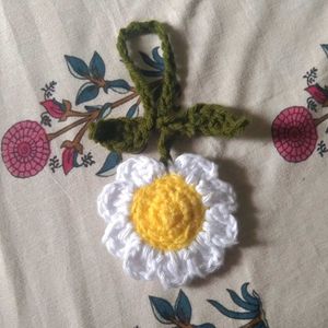 Handmade Crochet Daisy key charm