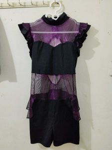 Y2K Metallic Purple Clubbing Romper