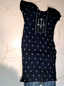 Stylish Navy Blue Kurta Set with Dupatta