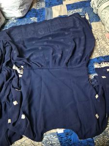 Elegant Navy Blue Embroidered Shaara kurta