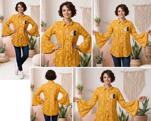 Mustard Yellow Flare Sleeve Tunic
