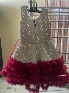 Sparkly Silver & Red Party Dress