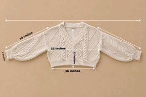 IVORY TEXTURED CABLE-KNIT CROPPED V-NECK SWEATER