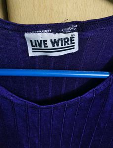 Purple Ribbed Short Sleeve Top