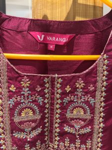Varanga Maroon Embroidered Silk Kurta