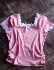 Cute Pink Top with Lace Detail