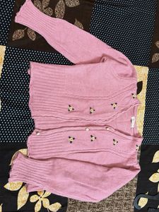 Chic Pink Embroidered Cardigan