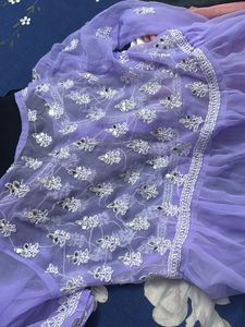Beautiful lavender color embroidered mirror work