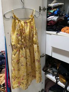 Butter Yellow Floral Mini Dress