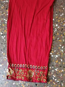 Red Kurta n plazo set with Golden Embroidery