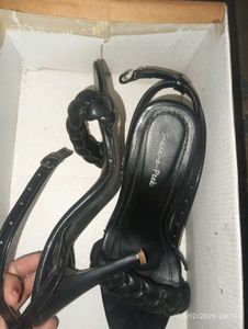 Stylish Black Braided Heeled Sandals
