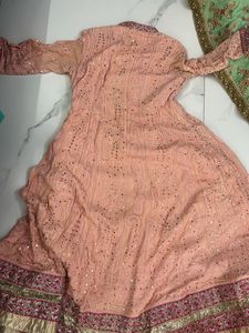 Elegant Peach Chikankari Kurta Set