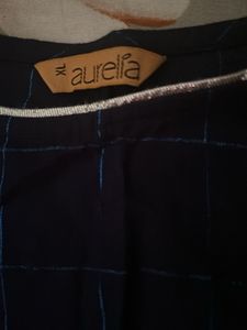 Chic Navy Blue Checked Kurta and pants