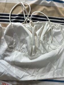 White Off-Shoulder Puff Sleeve Crop Top