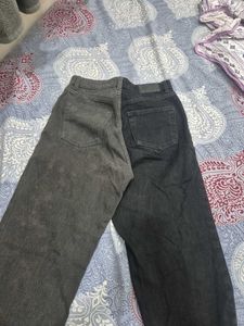 Unique Two-Tone Wide-Leg Jeans