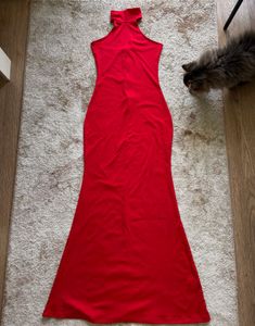 Stunning Red High Neck Maxi Dress