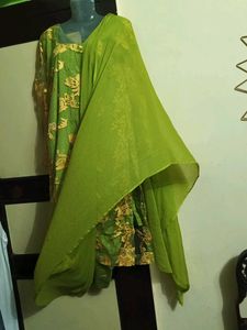 Green &amp; Gold Embroidered Dress