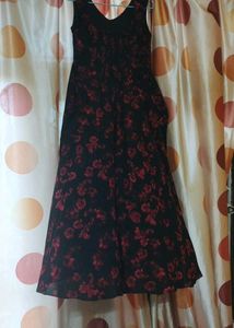 Black & Red Floral Maxi Dress