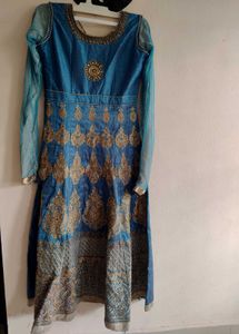 Stunning Blue &amp; Gold Embroidered Lehenga Choli