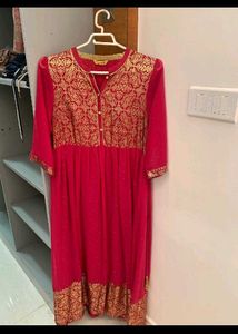 Aurelia Pink ethnic gown Gold Print new with tag