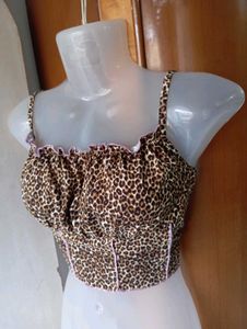 Leopard Print Cami Top with Pink Trim