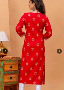 Beautiful Red Embroidered Kurta